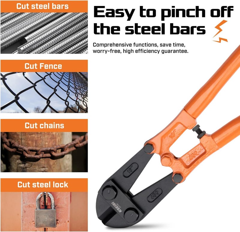 KSEIBI 141585 Heavy-Duty Medium Size Bolt Cutter 24" for Cutting Fence, Steel Wire, Chain, Screws, Rivet, and Medium Padlock, with Soft Grip Rubber Ergonomic Handle Cutters - Image 5